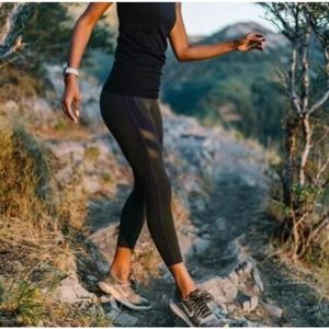 ZYIA Active Leggings 4 Dark Green Navy High Rise Mesh Athletic